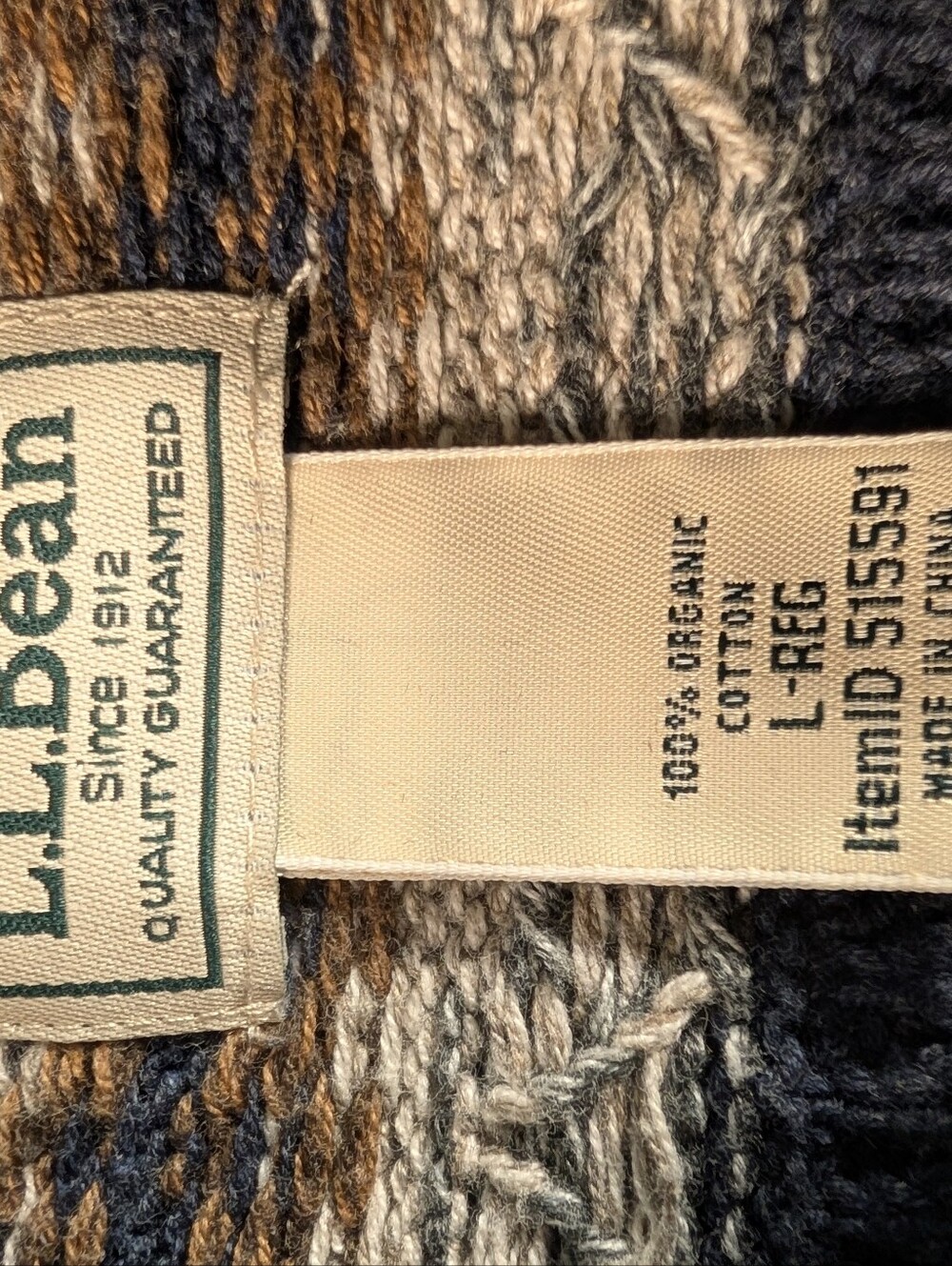 L.L. Bean Navy Fair Isle Zip-Neck Sweater with Mustard & Red Accents Large - Picture 7 of 7